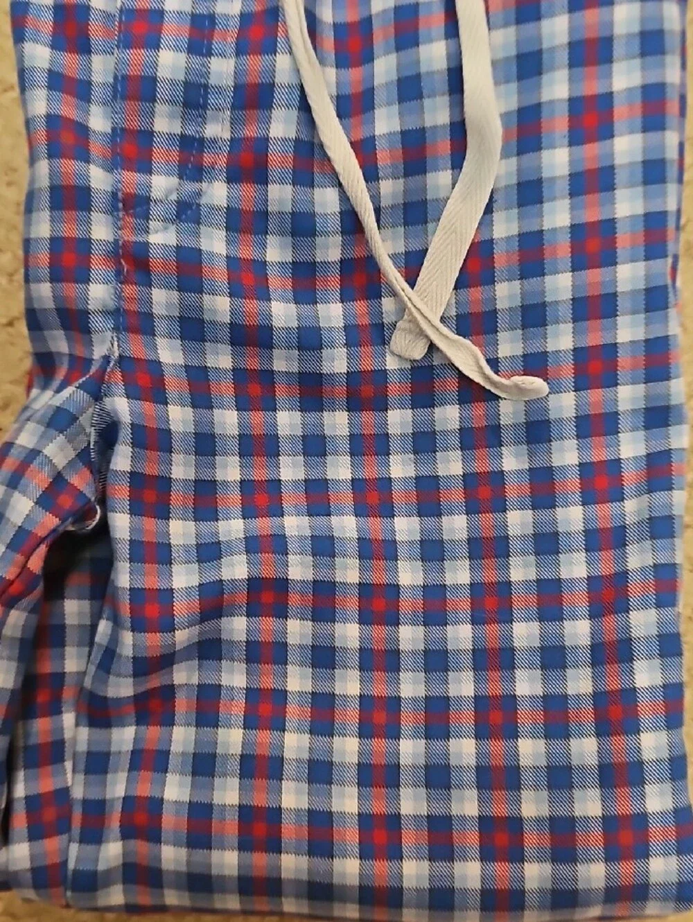 Blue Plaid Men’s Lounge Pants with Drawstring